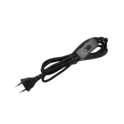 Outlet 2 meter sort tekstil ledning med afbryder Ledninger, Fatninger Og Baldakiner