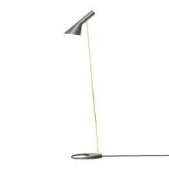 New AJ gulvlampe, grå/messing Messinglamper|Standerlamper