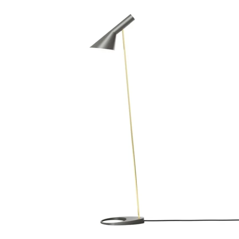New AJ gulvlampe, grå/messing Messinglamper|Standerlamper