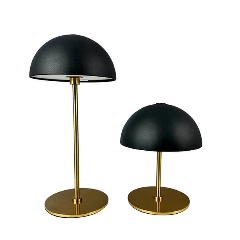 Discount Along LED bordlampe / batterilampe, sort/messing (2 stk.) Messinglamper|Transportable Lamper