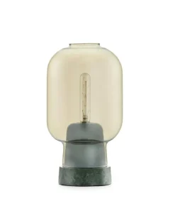 New Amp bordlampe, Guld/Grøn marmor Marmor Lamper|Glas Lamper