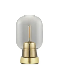Clearance Amp bordlampe, Smoke/Messing Messinglamper|Glas Lamper