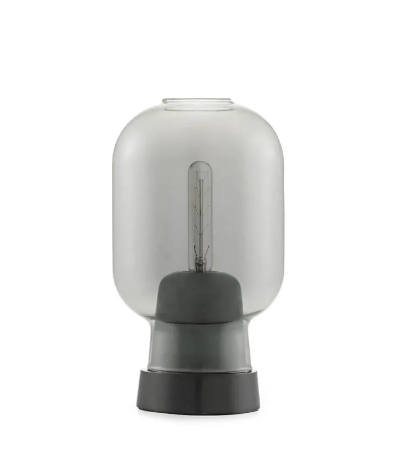 New Amp bordlampe, Smoke/Sort marmor Marmor Lamper|Glas Lamper