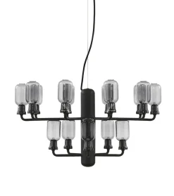 Outlet Amp Lysekrone - Lille, Smoke/Sort marmor Marmor Lamper|Glas Lamper