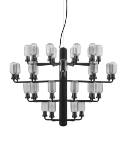 Amp Lysekrone - Stor, Smoke/Sort marmor Marmor Lamper|Glas Lamper