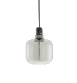 Amp pendel - Lille, Smoke/Sort marmor Marmor Lamper|Glas Lamper