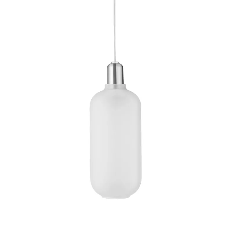 Amp pendel - Stor, Mat hvid/Sølv Hvide Lamper|Glas Lamper