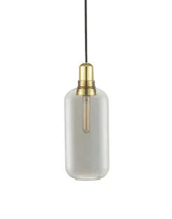 Clearance Amp pendel, Messing - Stor, Smoke/Messing Glas Lamper|Pendler