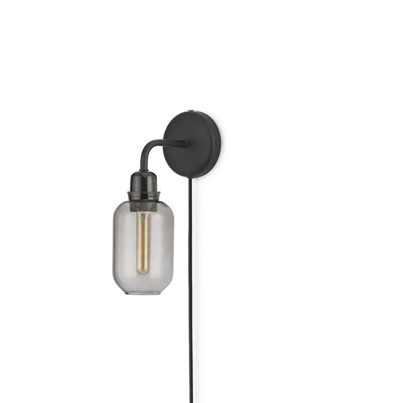 Outlet Amp væglampe - Smoke/Sort marmor Marmor Lamper|Glas Lamper