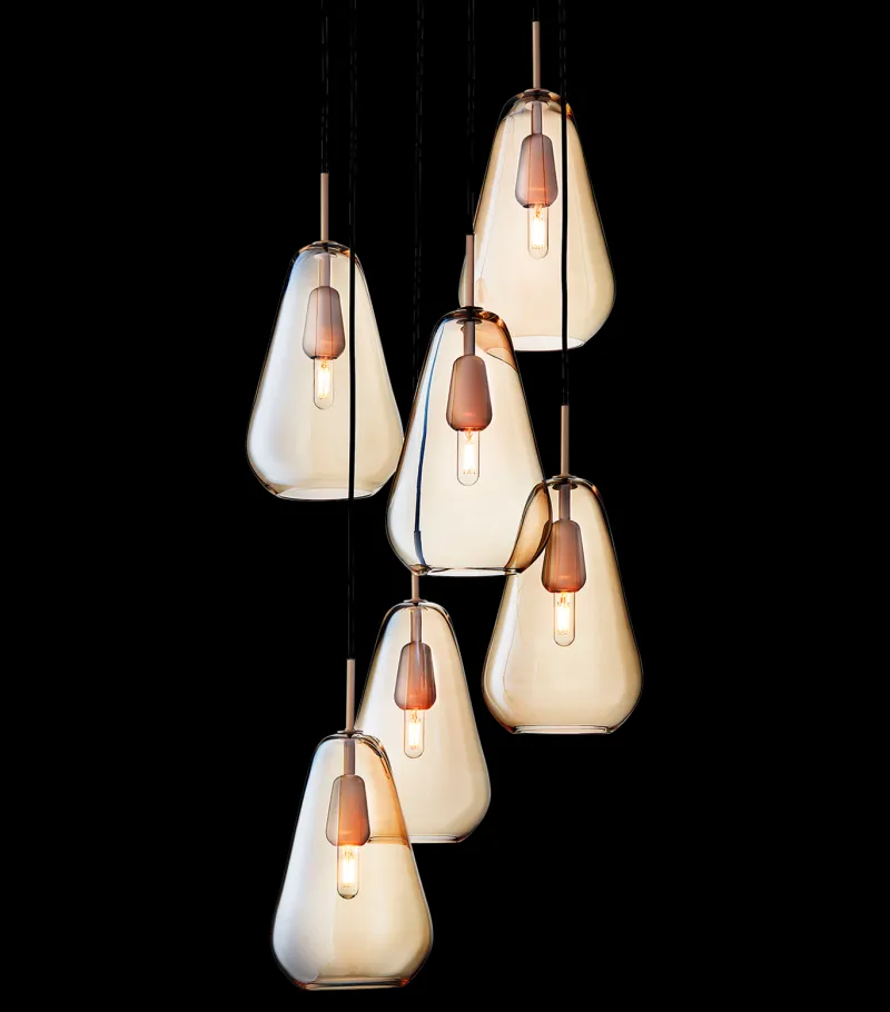 Discount Anoli 6 pendel, nordic guld/guld Glas Lamper|Klyngependel