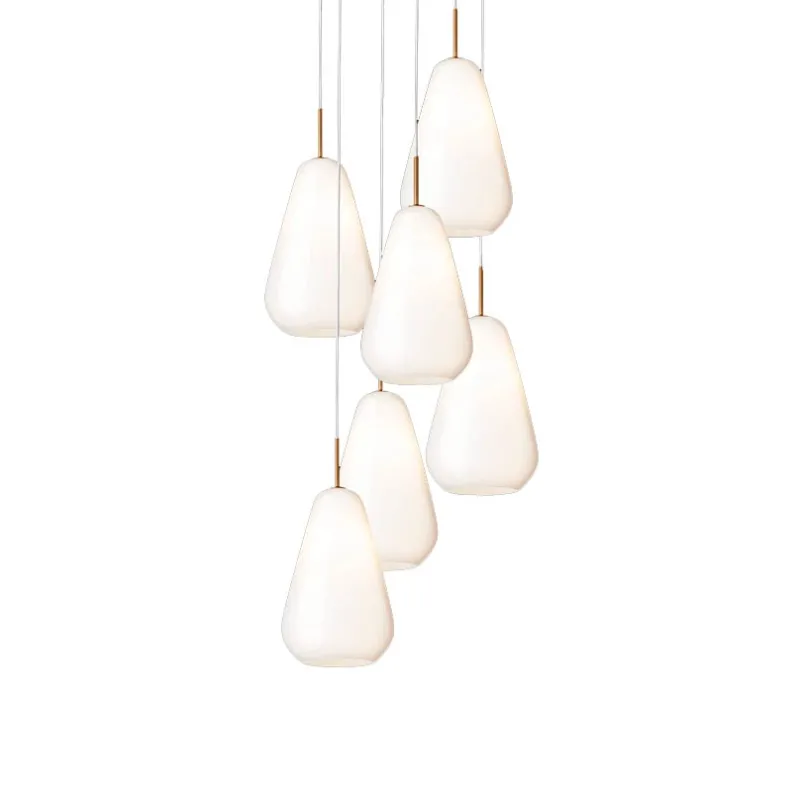 Online Anoli 6 pendel, nordic guld/opal Glas Lamper|Klyngependel