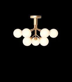Hot Apiales 9 loftlampe, børstet messing/opal Messinglamper|Glas Lamper