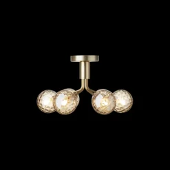 Online Apiales 6 loftlampe, børstet messing/optic guld glas Messinglamper|Glas Lamper