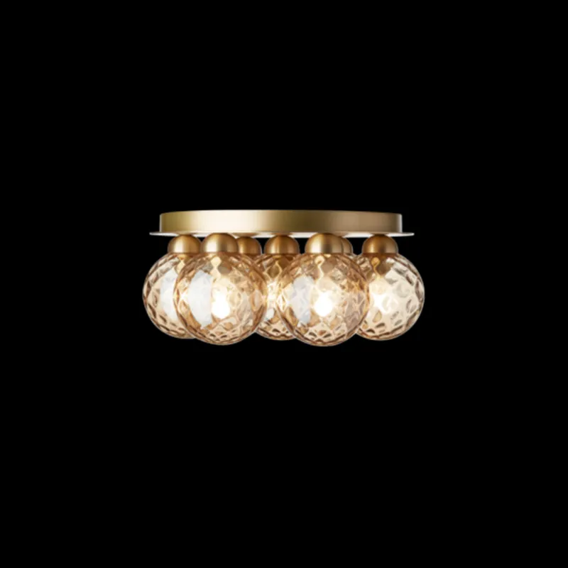 Online Apiales 7 loftlampe, børstet messing/guld glas Messinglamper|Glas Lamper