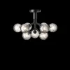 Discount Apiales 9 loftlampe, satin sort/optic smoked glas Glas Lamper|Lysekroner
