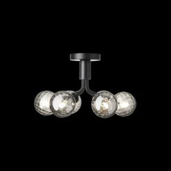 Best Apiales 6 loftlampe, satin sort/optic smoked glas Glas Lamper|Soveværelseslamper