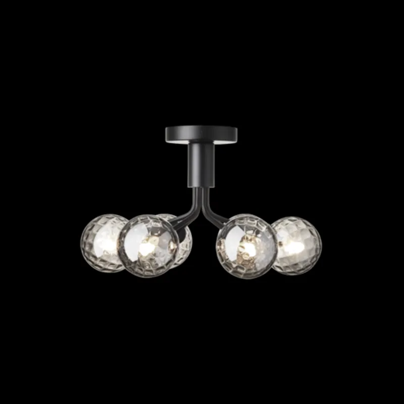 Best Apiales 6 loftlampe, satin sort/optic smoked glas Glas Lamper|Soveværelseslamper