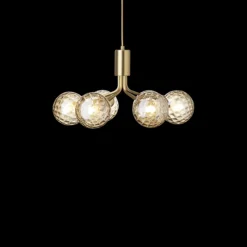 Sale Apiales 6 lysekrone, børstet messing/optic guld glas Messinglamper|Glas Lamper