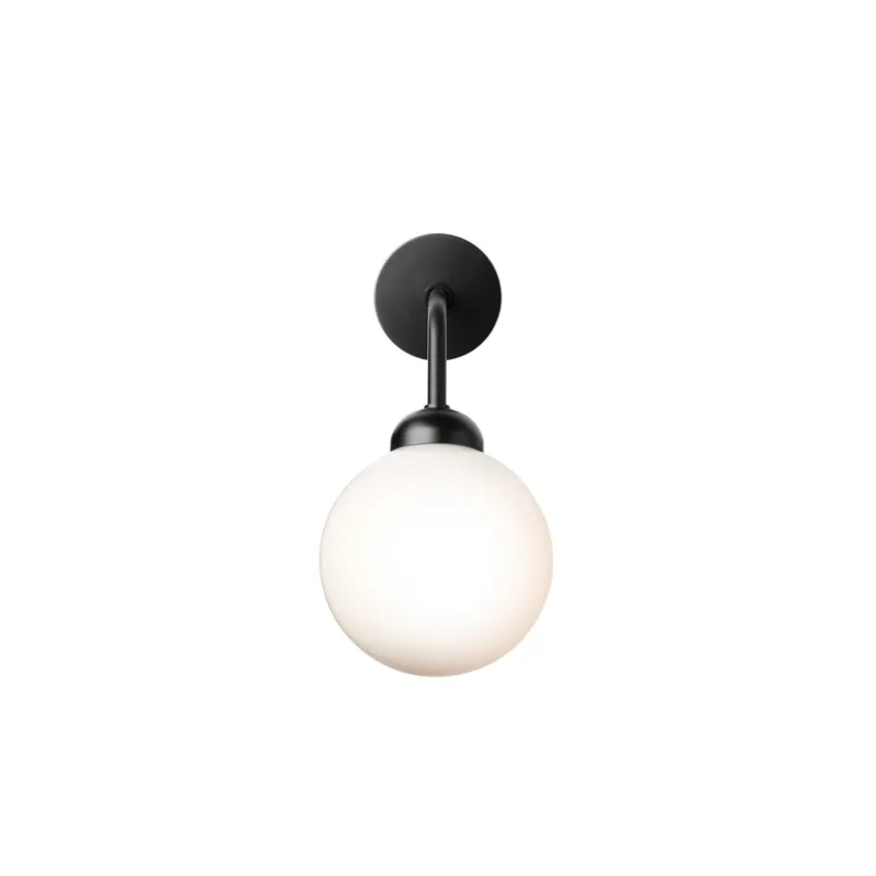 Outlet Apiales væglampe hardwired, satin sort/opal Sorte Væglamper|Glas Lamper