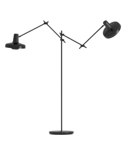 Online ARIGATO gulvlampe dobbelt sort Standerlamper|Arbejdslys
