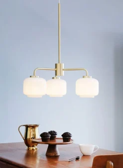 Sale Arp 3-armet lysekrone, opal/messing Messinglamper|Glas Lamper