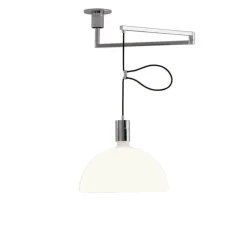 AS41C pendel, krom/hvid Glas Lamper|Spisebordslamper