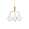 Asteea 3 lysekrone, satin messing/riflet klar Messinglamper|Spisebordslamper