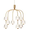 Best Asteea 9 lysekrone, satin messing/riflet klar Messinglamper|Spisebordslamper