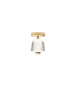 Outlet Asteea loftlampe, satin messing/riflet klar Messinglamper|Spisebordslamper