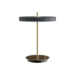 New Asteria bordlampe m/USB, antrasit/messing Messinglamper|Skrivebordslamper
