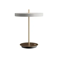 Hot Asteria bordlampe m/USB, mist grå/messing Messinglamper|Skrivebordslamper