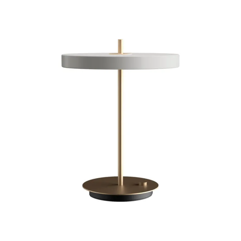 Hot Asteria bordlampe m/USB, mist grå/messing Messinglamper|Skrivebordslamper