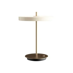 Discount Asteria bordlampe m/USB, pearl hvid/messing Messinglamper|Hvide Lamper