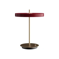 Best Asteria bordlampe m/USB, ruby rød/messing Messinglamper|Skrivebordslamper