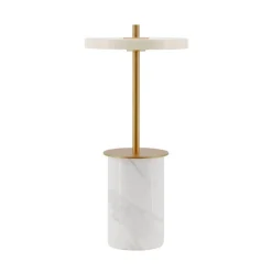 Clearance Asteria Move mini batteri-/bordlampe, hvid marmor Messinglamper|Marmor Lamper