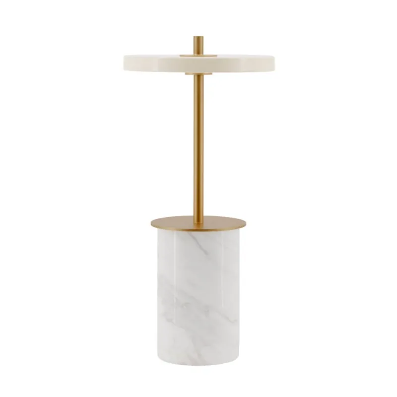 Clearance Asteria Move mini batteri-/bordlampe, hvid marmor Messinglamper|Marmor Lamper