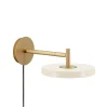 Hot Asteria væglampe kort, pearl hvid/messing Messinglamper|Hvide Lamper