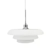 Outlet Ava pendel D40, opal/krom Hvide Lamper|Glas Lamper
