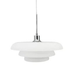 Outlet Ava pendel D40, opal/krom Hvide Lamper|Glas Lamper
