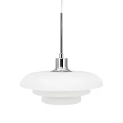 Hot Ava pendel D31, opal/krom Hvide Lamper|Glas Lamper