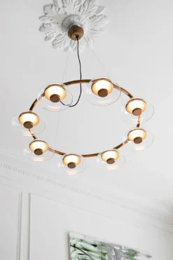 Online Blossi 8 lysekrone, nordic guld/klar Glas Lamper|Moderne Lysekrone