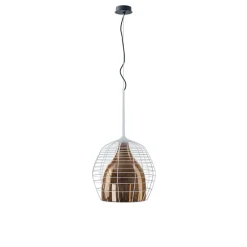 Cage pendel Large, hvid/bronze Hvide Lamper|Glas Lamper