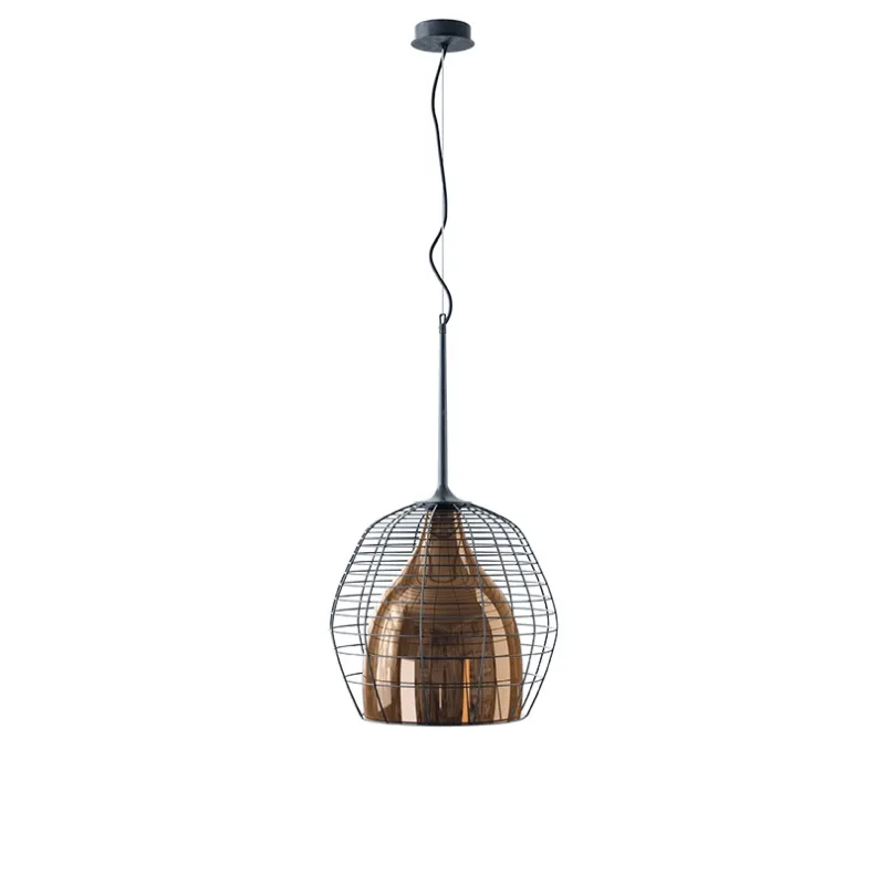 Outlet Cage Pendel Large, Sort/Bronze Glas Lamper|Spisebordslamper