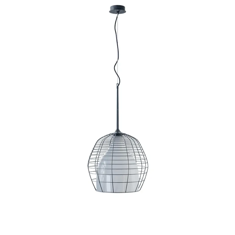 Discount Cage pendel Large, sort/hvid Glas Lamper|Pendler