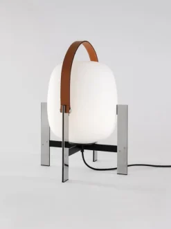 Clearance CESTA METÁLICA bordlampe m. læderhåndtag Bordlamper