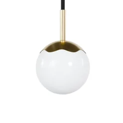 New Circle of Life pendel Ø110 m/sort ledning, opal/messing Messinglamper|Hvide Lamper