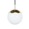 Clearance Circle of Life pendel Ø200 m/sort ledning, opal/messing Messinglamper|Hvide Lamper
