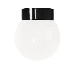 Classic Globe 200 loftlampe / væglampe IP44, sort/blank opal Glas Lamper|Vådrumslamper