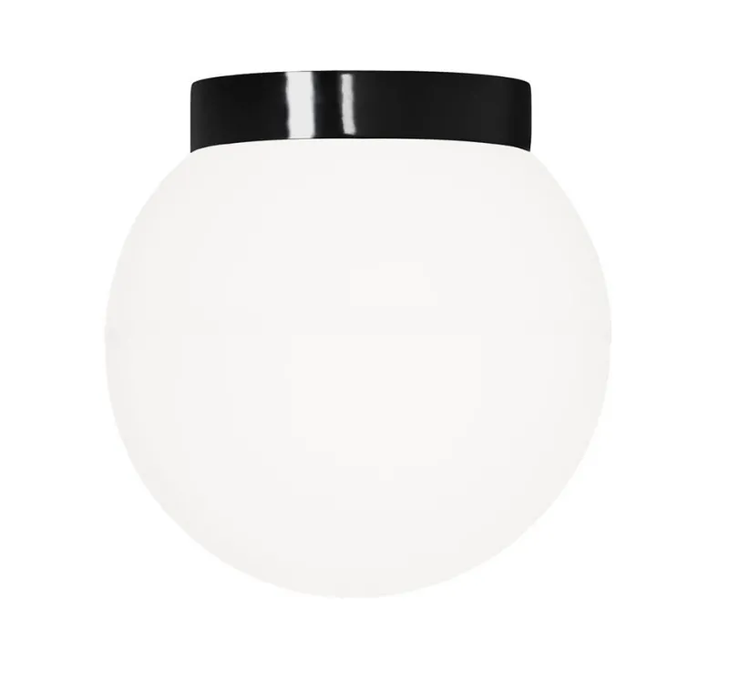 Classic Globe 300 loftlampe / væglampe IP44, sort/mat opal Glas Lamper|Vådrumslamper