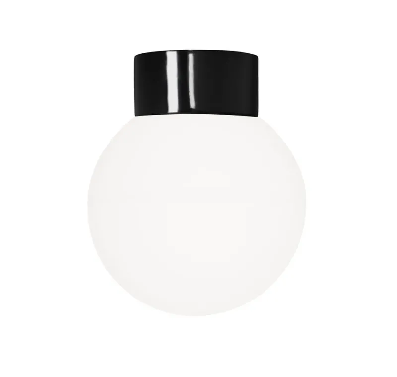 Best Classic Globe 200 loftlampe / væglampe IP54, sort/mat opal Glas Lamper|Vådrumslamper